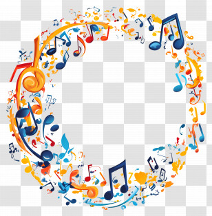 Music Border - Colorful Circle Of Musical Notes Transparent PNG