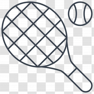 Tennis Racquet - Tennis Racket And Ball Outline Transparent PNG