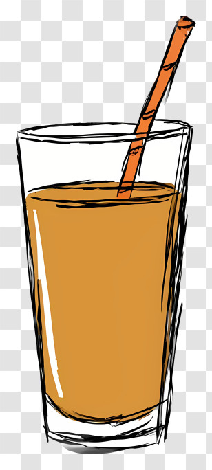 Cartoon - Glass Of Juice With Straw Transparent PNG