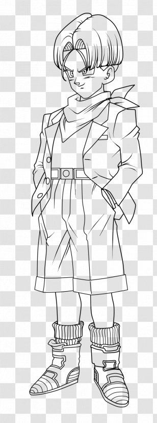 Trunks Goku Vegeta Videl Line Art - Dragon Ball Z Transparent PNG