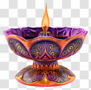 Diwali Lamp - Decorative Oil Lamp With Flame Transparent PNG
