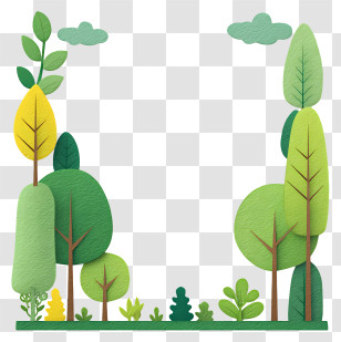 Environment Frame - Paper Cutout Trees In A Forest Transparent PNG