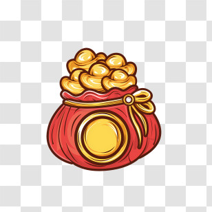 Red Bag - Red Bag With Gold Coins Illustration Transparent PNG
