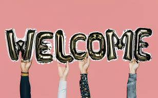 Welcome - Welcome Balloons Held By Hands Transparent PNG
