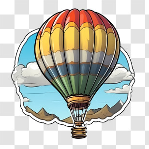 Hot Air Balloon - Vintage Style Hot Air Balloon With Scenic View Transparent PNG