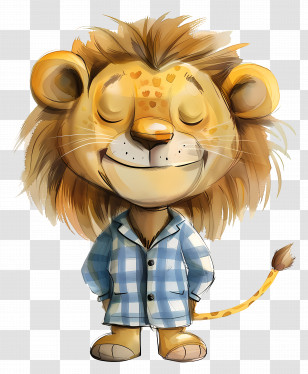 Lion - Cute Cartoon Lion In Pajamas Transparent PNG