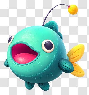 Andlar From Bomberman - Cute Teal Angler Fish Character Transparent PNG