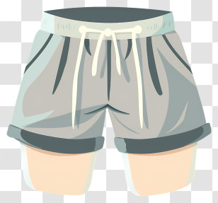 Cartoon Shorts - Grey Casual Shorts With Drawstrings Design Transparent PNG