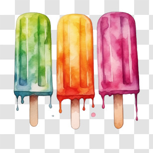 Popsicle - Colorful Dripping Watercolor Popsicles Transparent PNG