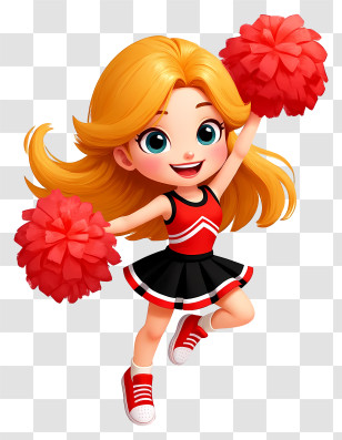 Cheerleader Girl - Cheerleader With Pink Pom-Poms Transparent PNG