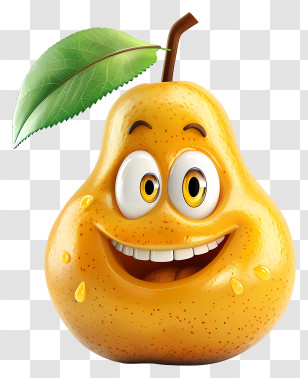 3d Cartoon Fruit - Smiling Cartoon Pear Transparent PNG