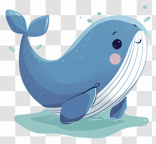 Cute Blue Whale - Cute Blue Whale Cartoon Transparent PNG