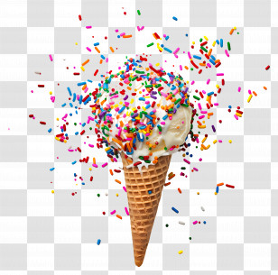 Ice Cream Sprinkles - Colorful Ice Cream Cone With Sprinkles Transparent PNG