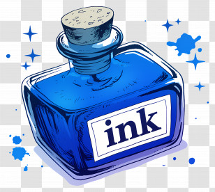 Empty Ink Bottle - Blue Ink Bottle Illustration Transparent PNG