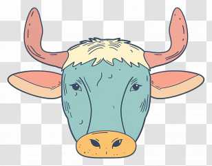 Bull Face - Cartoon Cow Head Illustration Transparent PNG