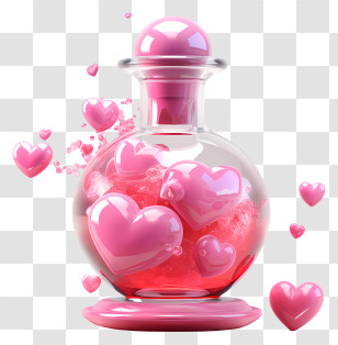 Perfume - Beautiful Pink Heart Love Potion In Glass Bottle Transparent PNG