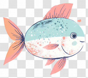 Cartoon Fish - Cute Cartoon Fish With Pastel Colors Transparent PNG