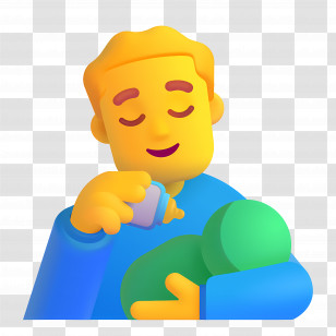 Man Feeding Baby Emoji - Man Feeding Baby With Bottle Transparent PNG
