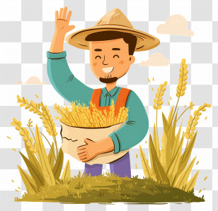 Happy Farmer - Happy Farmer With Harvested Crops Transparent PNG