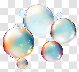 Watercolor Soap Bubbles - Colorful Soap Bubbles With Rainbow Reflections Transparent PNG