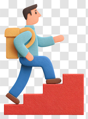 Man Climbing Career Steps - Cartoon Character Climbing Steps Transparent PNG