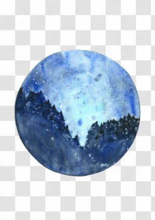 The Starry Night Watercolor Painting Landscape Art Transparent PNG