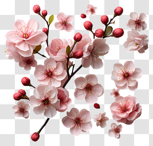 Cherry Blossom - Delicate Pink Cherry Blossoms In Full Bloom Transparent PNG