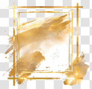 Golden Luxury Frame - Abstract Gold Brush Stroke Frame Art Transparent PNG