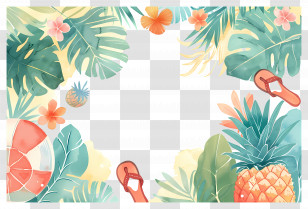 Summer Background - Tropical Frame With Pineapples And Summer Vibes Transparent PNG