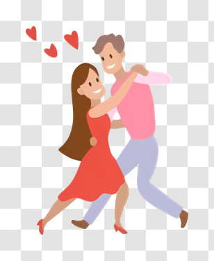 Love Couple - Dancing Couple With Hearts Transparent PNG