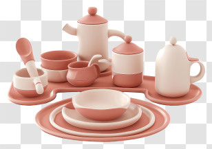Earthenware Dinner Set - Elegant Ceramic Tableware Set Transparent PNG