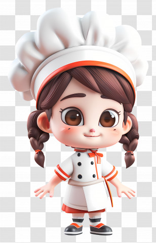 Chef Girl - Cute Chef Girl In Cartoon Style Transparent PNG