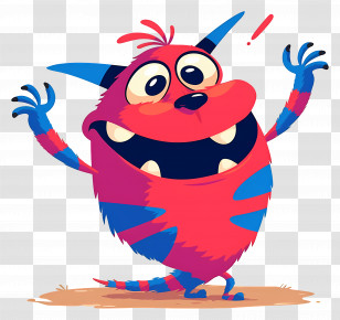 Red Monster - Excited Colorful Monster Transparent PNG