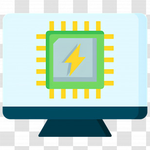 Artificial Intelligence - Monitor With Chip And Lightning Icon Transparent PNG