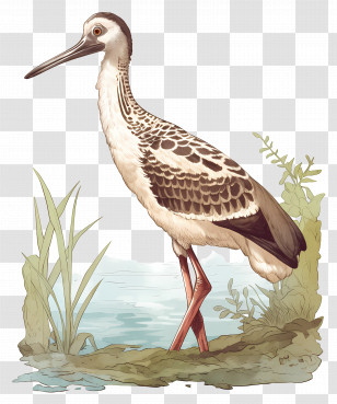 Vintage Bird - Wading Bird Illustration In Nature Transparent PNG