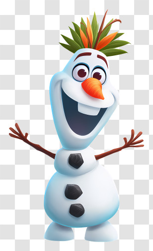 Frozen Olaf - Nature-Inspired Snowman With Leaves Transparent PNG