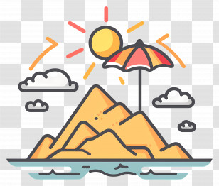 Beach Logo - Sunny Beach With Umbrella Transparent PNG