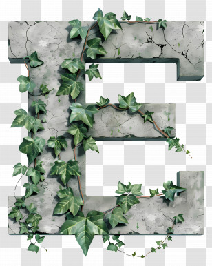 Letter E - Ivy-Decorated Stone Letter E Transparent PNG