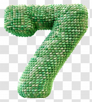 Number 7 - Textured Green Number Seven Transparent PNG