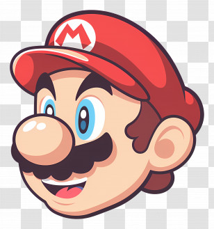 Mario Head - Fun Cartoon Character With A Red Cap Transparent PNG