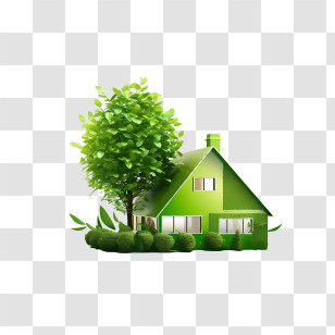 Eco House - Eco-friendly Green House With Tree Transparent PNG