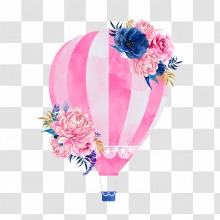 Watercolor Painting Hot Air Balloon Drawing Clip Art - Flower Animals Transparent PNG