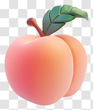 Peach - Juicy Peach With Leaf Transparent PNG