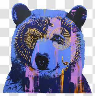 Blue Bear - Colorful Bear Illustration Transparent PNG