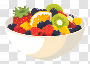 Fruits Salad - Fruit Bowl With Mixed Berries And Tropical Fruits Transparent PNG