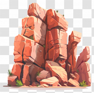 Rock Formations - Red Rocky Cliff Illustration In A Desert Landscape Transparent PNG