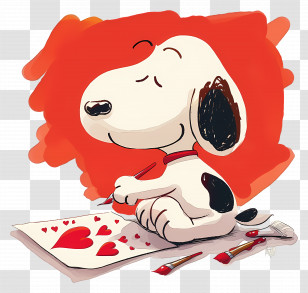 Snoopy Love - Cartoon Dog Drawing Hearts Transparent PNG