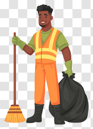 Cleaning Worker - Friendly Street Cleaner Character Transparent PNG