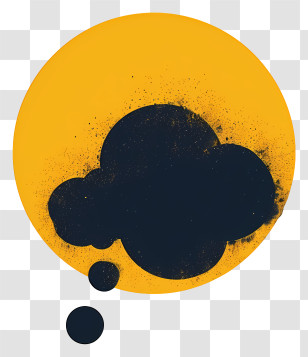 Thought Bubble - Abstract Black Cloud With Yellow Circular Background Transparent PNG