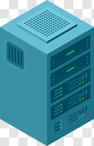 Icon - Blue Isometric Server Rack Illustration Transparent PNG
